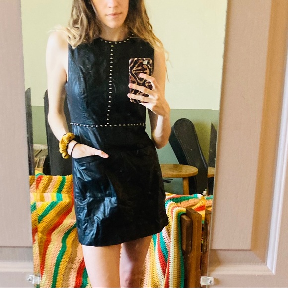 Forever 21 Black Leather Rivet Dress - Picture 4 of 12